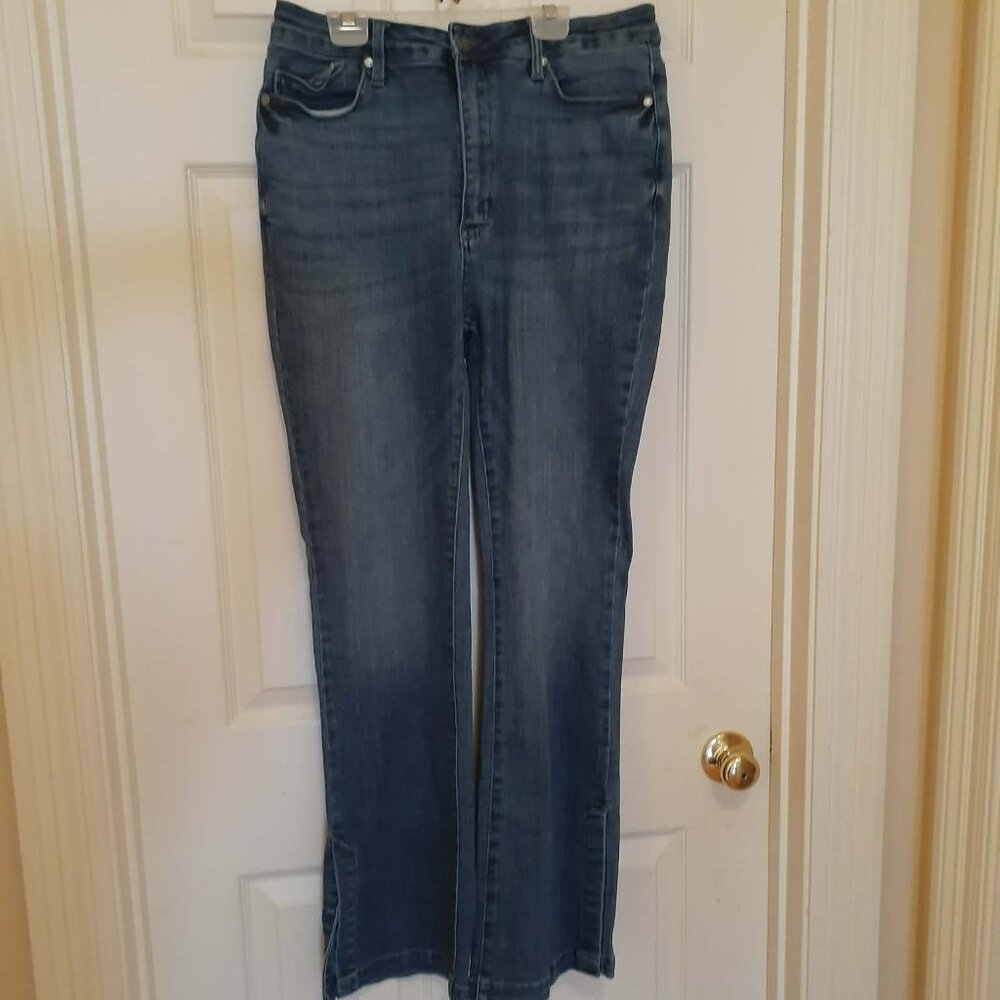 JUDY BLUE Hi Rise Tummy Control Slim Boot Cut Jeans w/ Side Slit - Picture 8 of 10